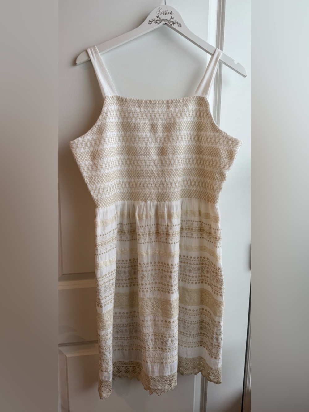 J. Jill Ocean Breeze Dress Fit & Flare Embroidered Cotton Blend Medium Lace Boho